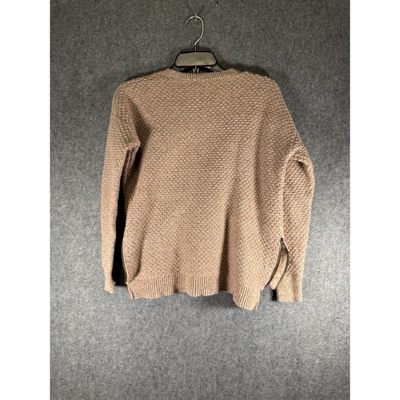Madewell Sweater Women Small Brown Crewneck Knit Pullover Side Zip Comfort Cozy - Picture 7 of 8